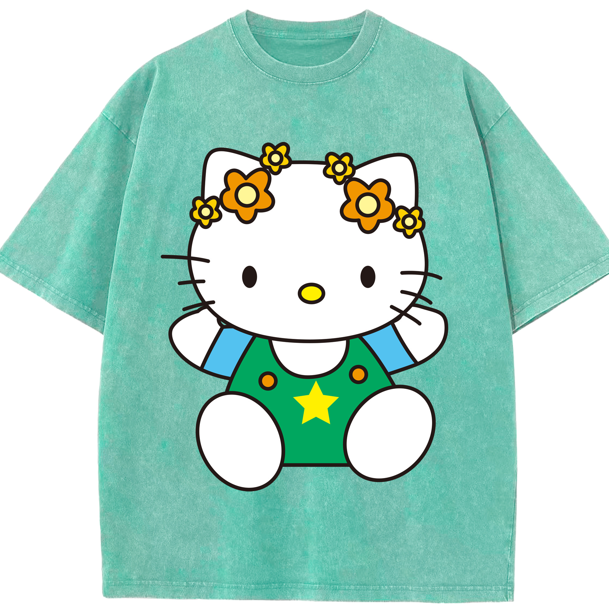 （画像用） Hello Kitty ハローキティ 綿100% ヴィンテージ風 半袖Tシャツ（フロントプリント）